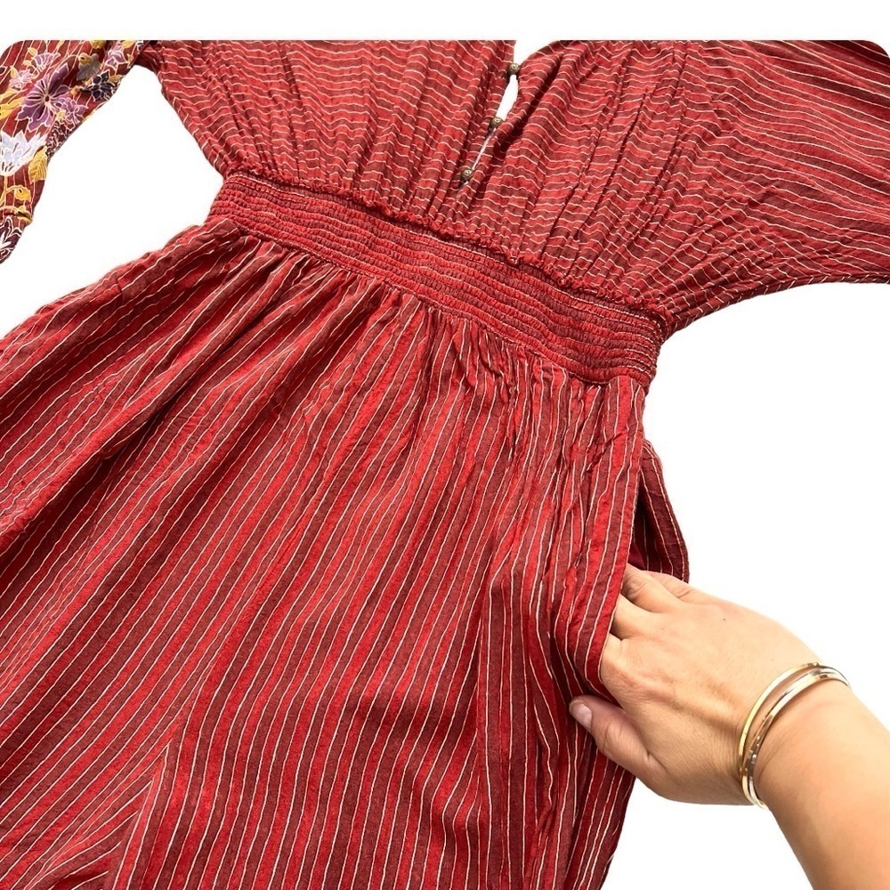 Anthropologie Breezy Open Back Romper Jumpsuit Red Floral Size M - Picture 7 of 13